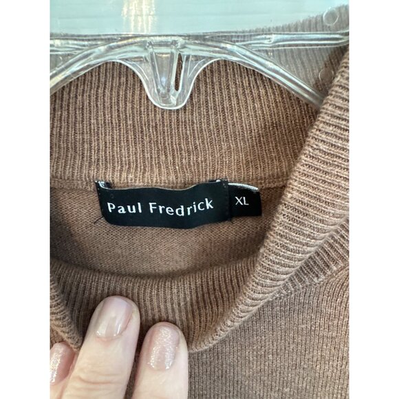 Paul Frederick Brown Long Sleeve Mock Neck Silk Blend Knit Sweater Men's XL - Picture 3 of 6